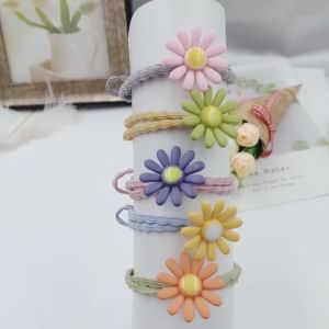 ยางรัดผมแฟชั่นเกาหลี ติดดอกไม้ และลูกบอล สีพาสเทล น่ารัก ยางรัดผมลายเชือกพัน ยางรัดผมแบบข้อปล้อง สีพาสเทล ติดพลาสติกลายดอกไม้