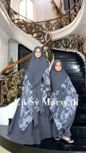 Humaira99 Gamis Syari Couple Ibu Anak Muslim Dress Hijab Muslimah Atasan Wanita Longdress Busui Terbaru Terlaris Pesta Lebaran Bahan Ceruty Babydoll Marwah