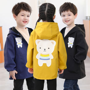 Áo Khoác Lông Vũ Chống Thấm Nước Cho Trẻ Em Mùa Đông Dài Tay Dày Dặn Chống Bẩn Cho Bé Trai Bé Gái Mặc Trong Nhà Hoạt Hình