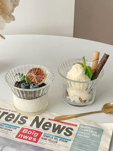 แก้วน้ำชาเย็นสีดอกไม้ปากกว้าง แก้วน้ำนมโยเกิร์ต แก้วน้ำแข็ง แก้วน้ำชาเย็น ชามขนมหวาน แก้วน้ำใสแบบยูโรป