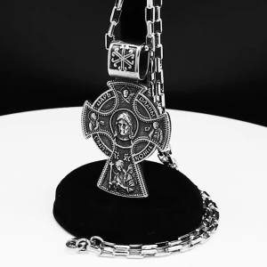 Vintage Orthodox Jesus Crucifix Cross Pendant Necklace for Women Men Stainless Steel Silver Color Chain Necklaces Amulet Jewelry