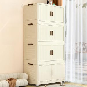 Foldable Multi-layer Storage Cabinet Child And Baby Toy Clothes Snack Wardrobe No Installation Required Home Organization