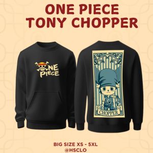 Hoodie Sweater Jumper HSCLO Anime One Piece Tony Chopper Bahan Fleece Jaket Lengan Panjang Ukuran Jumbo Big Size XS S M L XL XXL 3XL 4XL 5XL
