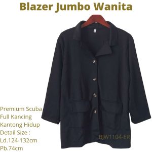 Blazer Wanita Jumbo Hitam Tebal Premium Scuba