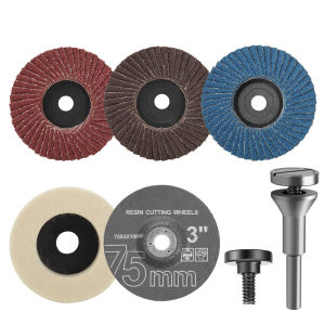 SI FANG | 5pcs 3inch ResinGrinding Wheel 75mm Wool Polishing Wheel Flat Flap Discs With 1pc Mounting Mandrel For Angle Grinder Accessories