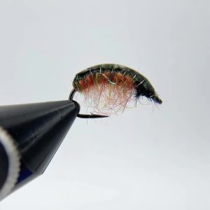 6PCS Green Back Nymphs Scud Bug Worm Flies with Barbed Hook Trout Fishing Fly Lure Bait