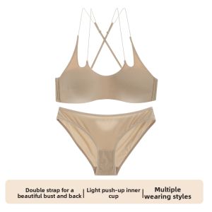 NEIZAIMIMA | Summer Lightweight Breast Gathering Small Chest Narrow Strap No Steel Ring Side Support Anti Sagging Seamless Beauty Back Bra