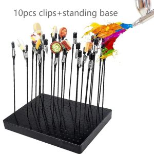 Model Painting Holes Painting Stand Base 10pcs Alligator Clips With Rubber Cover Set Updated Modeling Tools Crafting Bendable Alligator Clip