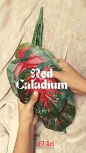 EZ Art Red Caladium Nordic Artificial Plant Ornaments Green Plants Bonsai Office Interior Decorations Home Living