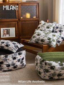 Milan | Retro Lazy Sofa Small Lamb Tuft Stool