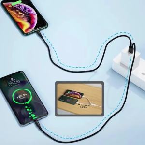 Cáp USB Sạc Nhanh 3 Trong 1 NNBILI 100W 6A USB-A Sang 3 X Type-C Dây Truyền Dữ Liệu Cho Điện Thoại Samsung Huawei Android