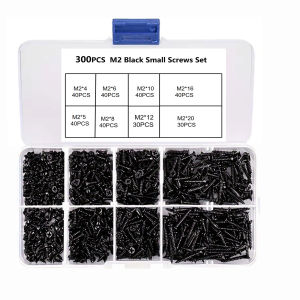 300pcs Black M2 High-Strength Self-Tapping Screws Cross-Head Flat Countersunk Black Oxide Coated for Durable Fastening