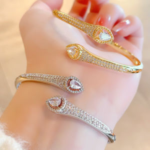 Fashion bracelet womens new light luxury high-end double-headed water drop zircon bracelet