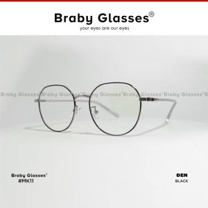 Gọng kính cận tròn to nam nữ Braby Glasses kính thời trang Titanium nhiều màu sang trọng thanh mảnh MK12