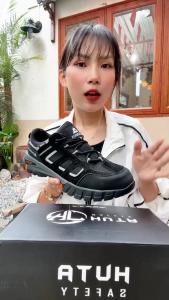 Giày bảo hộ thể thao HUTA chống đinh chống trơn trượt chống dập ngón da bò cổ thấp hàng chính hãng