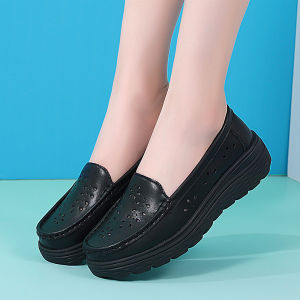 Hospital-Specific Nurse Shoes Genuine Leather Tendon Bottom Nurse Shoes Womens Soft Bottom Breathable Deodorant and Non-Slip Nurse Shoes Summer Womens