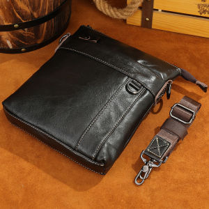 Mens Casual Business Commuter Bag Top Layer Cowhide Leather Single Shoulder Crossbody Bag Vintage Style 2025 New Model