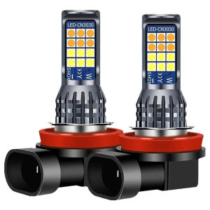 【New Arrival】 2Pcs Dual Color Car Fog Light Bulb 24SMD H11 H8 Auto Fog Lamp DC 10-30V 35W Car LED Fog Lamp 3000-6000K IP67 Waterproof