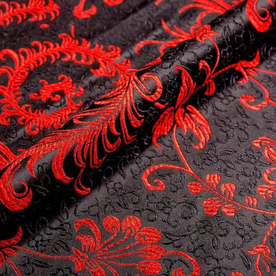 50*75cm Brocade Jacquard Fabric Pink Color Silk Feather Flower Pattern For Sewing Kimono Robe Girls Dress DIY Needlework Satin