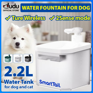 Dudu Smarttail Pet 2.2L Tự Động Mèo Và Chó đài phun nước Đúng dụng cụ lấy nước cho thú cưng Không Dây Với Tuần Hoàn Lọc 2 Cảm Giác Chế Độ giảm tiếng ồn Im Lặng