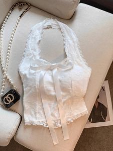 Áo Vest Không Tay Không Dây Pure Slim Butterfly Knot Cover up Backless Lace up Vest Womens Vest Top with Chest Pad