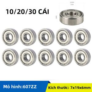 10 Chiếc 607ZZ Vòng Bi 7X19X6 Mm Chịu Tải Nặng Kim Loại Kín Thu Nhỏ Thép Carbon Cho Ván Trượt Xe Tay Ga Chống Mài Mòn