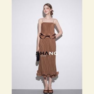 SHANGSHA | Lightweight Holiday-Style Designed with Pleats Dress Set