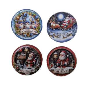 2D Christmas Design Wooden Ref Magnet Festive Santa Scenes 8x8 cm for Holiday Decorations Any of 4 Random Designs Decorative Magnetic