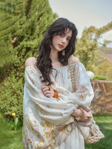 ReVe Exclusive Linen Silk Set Loose Fit Shoulder Bubbles Long Sleeve round Neck Two Pieces Womens Fashion Spring Outfit