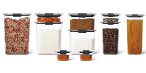 Rubbermaid Brilliance Pantry Airtight Food Storage Container BPA-free Plastic thermomix meal prep 10 containers plus scoop