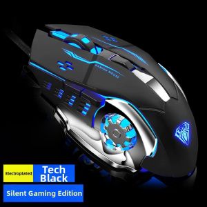 AULA | Aula Wolf Spider Wired Gaming Mouse USB Mechanical Silent for Notebook Computer LOL CF Drivers Included Optical Resolution 2400dpi