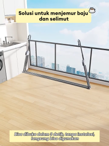 2 Tiang Jemuran Portable Lipat Dinding Stainless Steel Jemuran Baju Adjustable Tidak Diperlukan Instalasi