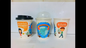 Ly giấy 360ml - 14oz mẫu Chợ Bến Thành Set 100-300 cái kèm nắp