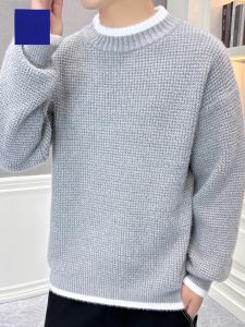 ROMON | Lormen Mens Thickened Half-High Collar Knitted Sweater Winter Fashion Warm Base Layer Shirt Trendy Long Sleeve Casual Top