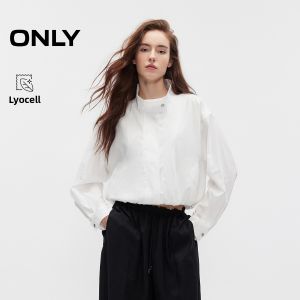 ONLY | New Summer Viscose Drop-Shoulder Blossom Hem Stand Collar Loose Windbreaker