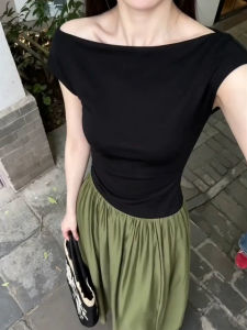 SENWA | Layered French Style Color Block Short Sleeve Slim Fitted Dress