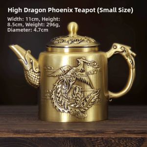 Retro Laser Engraving Pure Brass Tea Cup Alcohol Cup Longfeng Present Cup Bafu Cup Decorative Tabletop Brass Tea Table Decoration