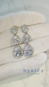 Neriza Jewelry/ต่างหูเพชรสังเคราะห์ประกายไฟเทียบเท่าเพชรแท้ เกรดพรีเมี่ยม จัดส่งrพร้อมกล่อง NE066