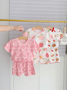 Summer Short Sleeve Baby Girl Set Thin Cotton Cartoon Print Two-Piece Suit for 9-24 Months Kids Cute And Fashionable Baby Outfit