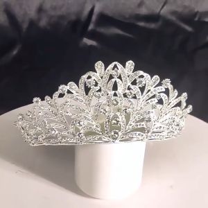 XM 💗🔥Bride Wedding Crown Hair Accessories Crystal Queen Princess Big Crown Rhinestone Leaf Tiaras Bridal Headband