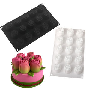 Rose Bud or Vortex Rose Design Silicone Cake Moulds Valentines Day Flower Mousse Cake Mold Chocolate Mold Dessert Baking Tools