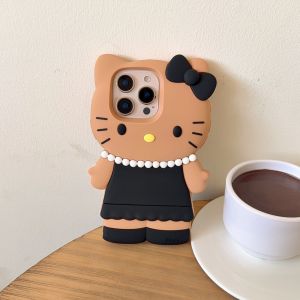 Sanrio | Cute Ins Style Necklace Hello Kitty Phone Case for iPhone 17 16 15 14 13 12 Pro Max 17Pro Kitty Soft Silicone Cartoon Back Cover