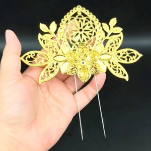 Cucuk Sanggul Tradisional Melayu Bunga Kerawang Gold Silver Hiasan Rambut Pengantin Nikah Tunang