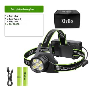 900000000LM Siêu Sáng 5 * LED Sạc Đèn Pha Có Thể Phóng To Mạnh Mẽ Đầu Đèn Pin 18650 Pin Câu Cá Săn Bắn Cắm Trại Đèn Pin