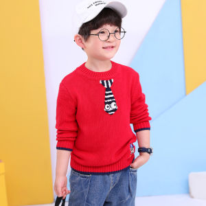 Áo Len Dệt Kim Cổ Tròn Cho Bé Trai Áo Len Trẻ Em Mùa Thu Đông Áo Len Trẻ Em Hình Gấu Hoạt Hình Phong Cách Hàn Quốc Áo Len Dài Tay Thường Ngày