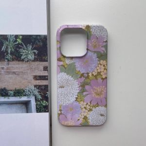 Elegant Floral Illustration Phone Case for  Compatible with 15Pro 14Promax 13 14Plus 12Mini XS Hard Acrylic Protective Cover