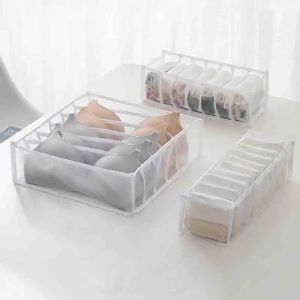 1-2PCS 7/6/11 Foldable Drawer Organizer Grids Home Separated Underwear Storage Bag Closet Organizer Socks Jeans Bra Organizer