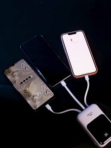 🔥SG Stock🔥 Mini Power Bank 20000 mAh Power bank large-capacity charging treasure Fast Charging powerbank Digital Display Portable Battery Charger with Built in cable