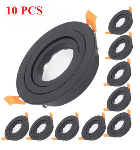 JOYINLED 2/10PCS Round Recessed Spotlight Frame LED Downlight Housing D90mm Cutout 70mm Adjustable GU10 Bulb Holder Black White