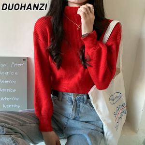 DUOHANZI เสื้อสเวตเตอร์คอเต่าใหม่แฟชั่น เสื้อสเวตเตอร์สวยๆผญ เสื้อกันหนาวลายทางสไตล์เรียบง่าย เสื้อนิตติ้ง สเวตเตอร์ผญสีทึบเสริมสวยร่างกาย เสื้อไหมพรมผู้หญิงสไตล์ต่างประเทศมินิมอล เสื้อหนาแขนยาวแมทช์ง่าย เสื้อแขนยาว เสื้อกันหนาว ผญ เสื้อแขนยาวผญ